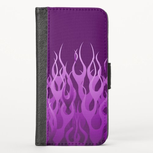 Purple Racing Flames iPhone X Wallet Case