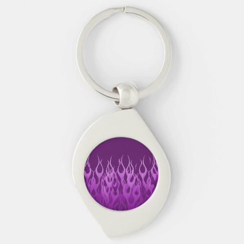 Purple Racing Flames Keychain