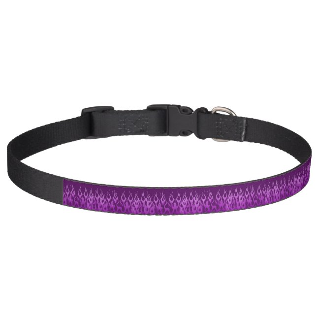 Purple Racing Flames Pet Collar (Front)
