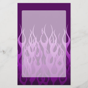 Purple Racing Flames Stationery