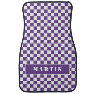 Purple Racing Karting Checkered Personalized Car Floor Mat