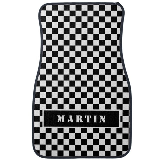 Purple Racing Karting Checkered Personalized Car M Car Floor Mat (Front)