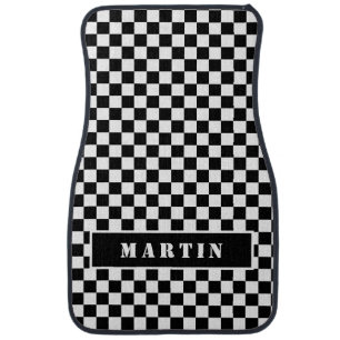 Purple Racing Karting Checkered Personalized Car M Floor Mat
