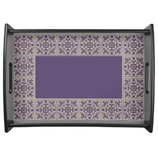 Purple Radial Tiled Design Serving Tray