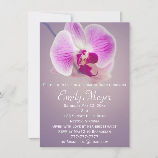 Purple Radiant Orchid Bridal Shower Invitation (Front)