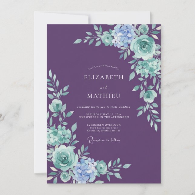 Purple Radiant Winter Wedding Invitation (Front)