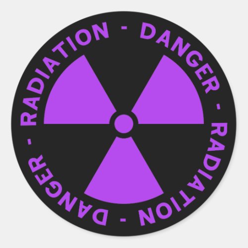 Purple Radiation Warning Classic Round Sticker