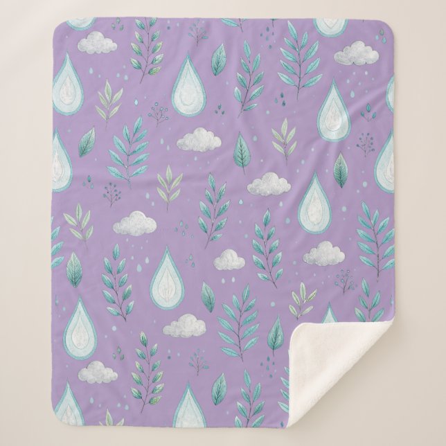 Purple Rain Cloud Sherpa Blanket – Cozy & Warm (Front)