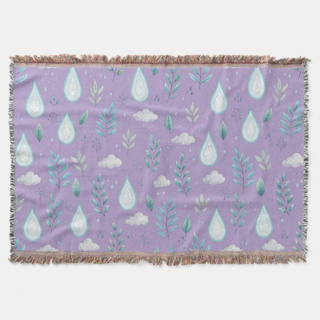 Purple Rain Cloud Throw Blanket – Cozy Home Decor (Front)