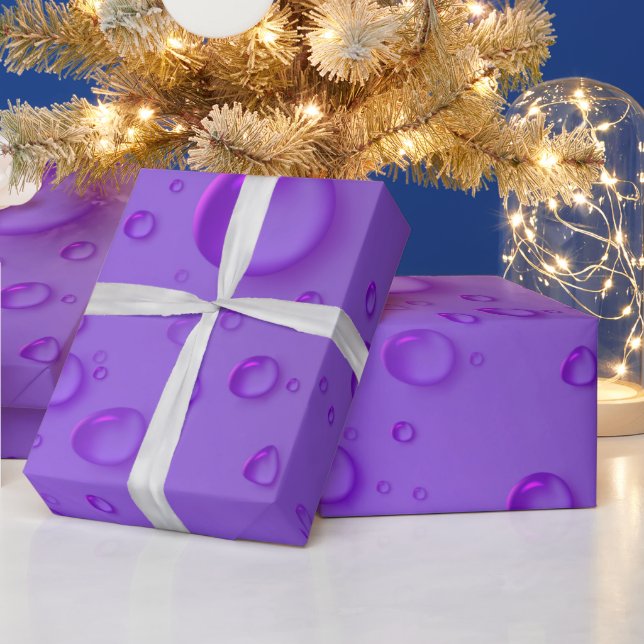 Purple Rain Dew Drops Pattern  Wrapping Paper (Holidays)
