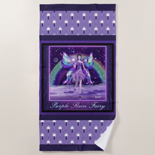 Purple Rain fairy Beach Towel (Front)