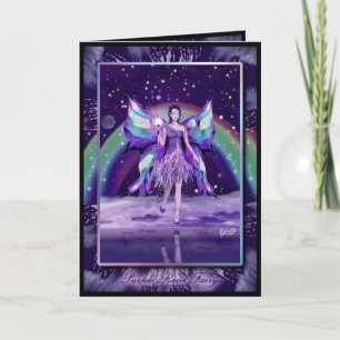 Purple rain fairy Birthday card
