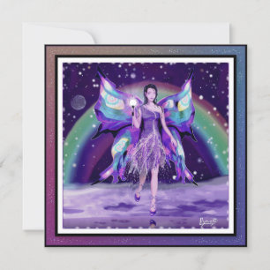 Purple rain fairy blank card