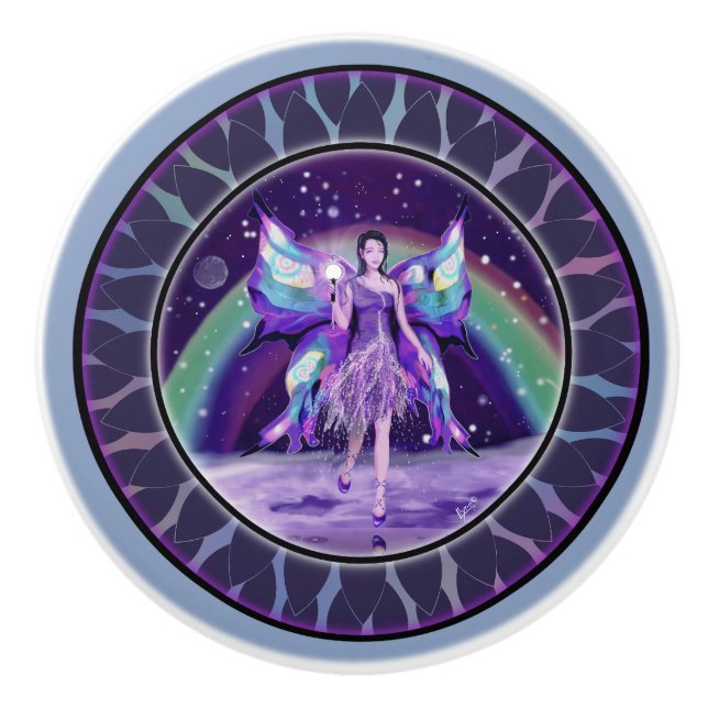 Purple rain Fairy Ceramic Knob (Front)