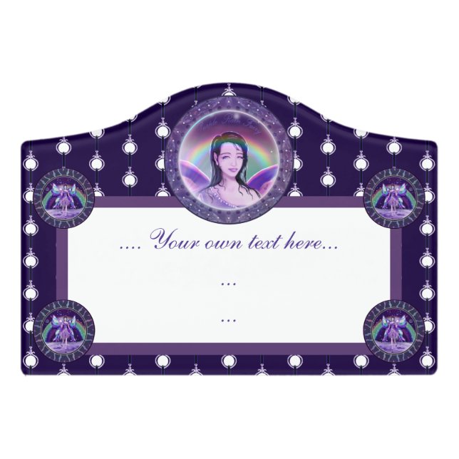 Purple rain fairy door sign (Small Crest Front)
