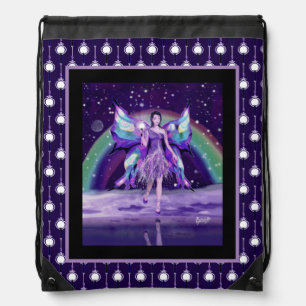 Purple Rain fairy Drawstring Bag