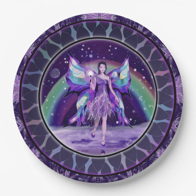 Purple rain fairy  paper plates (Front)
