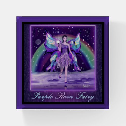 Purple rain fairy paperweight