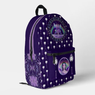 Purple rain fairy printed backpack