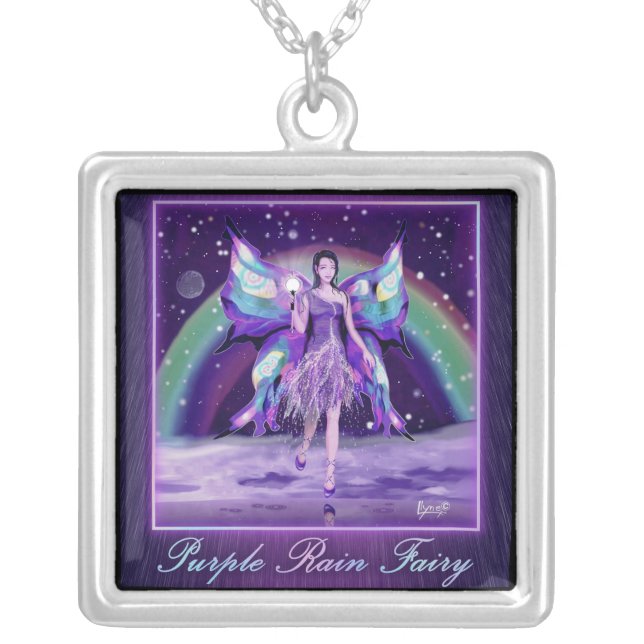 Purple rain fairy silver plated necklace (Front)