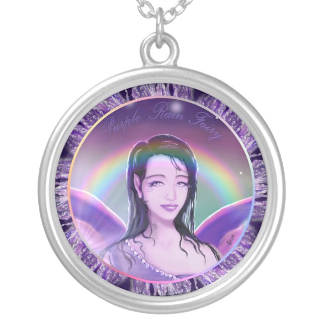 Purple rain fairy silver plated necklace (Front)