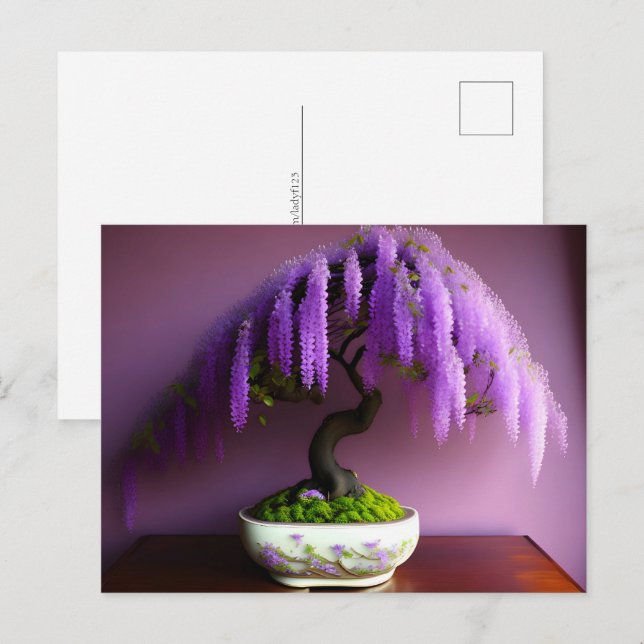 Purple Rain Wisteria Bonsai, Postcrossing Postcard (Front/Back)