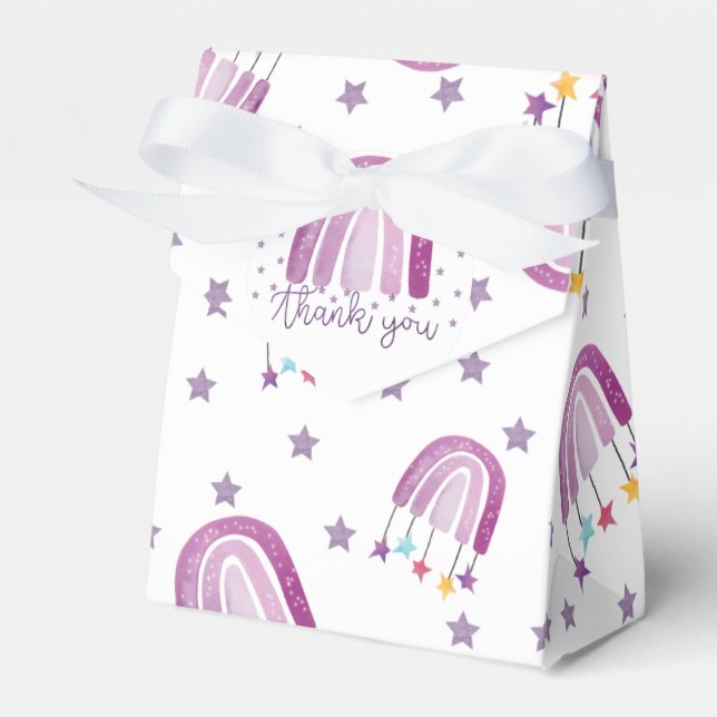 Purple Rainbow Baby Shower Thank you Favor Boxes (Front Side)