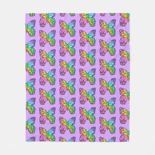 Purple Rainbow Butterfly Lightweight Blanket