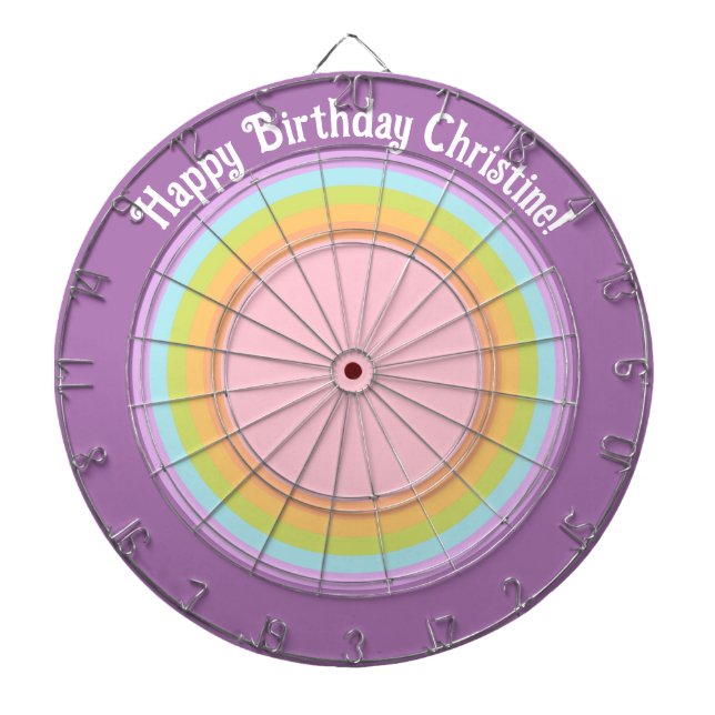 Purple rainbow circles fun gradient custom dart board (Front)