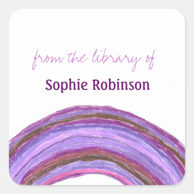 Purple rainbow custom bookplates (Front)