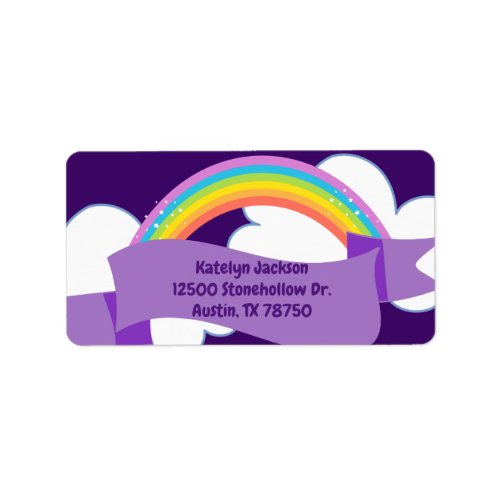 Purple Rainbow Cute Return Address Label