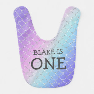Purple Rainbow First Birthday One Baby GIrl Bib