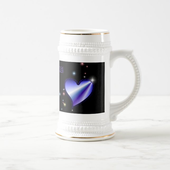 Purple Rainbow Heart with Stars Beer Stein (Right)