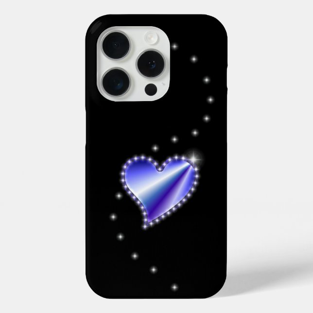 Purple Rainbow Heart with Stars on black Case-Mate iPhone Case (Back)