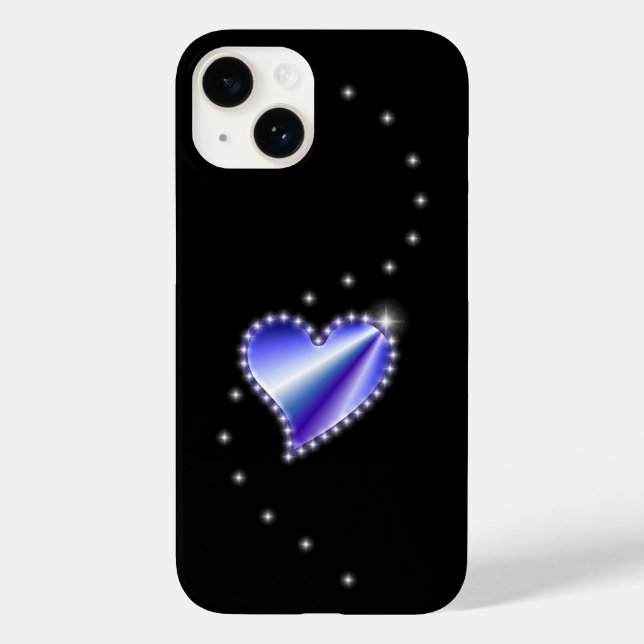 Purple Rainbow Heart with Stars on black Case-Mate iPhone Case (Back)