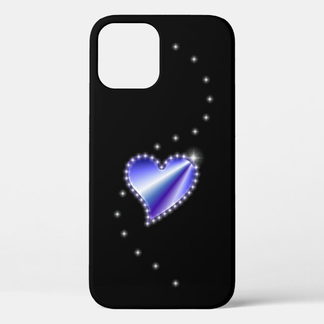 Purple Rainbow Heart with Stars on black Case-Mate iPhone Case (Back)