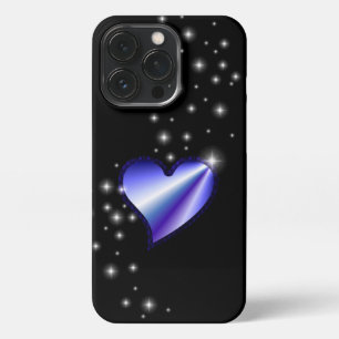 Purple Rainbow Heart with Stars on black iPhone 13 Pro Case