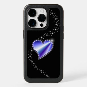 Purple Rainbow Heart with Stars on black OtterBox iPhone 14 Pro Case