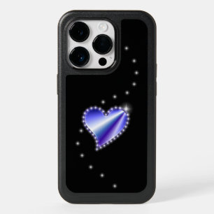 Purple Rainbow Heart with Stars on black OtterBox iPhone 14 Pro Case