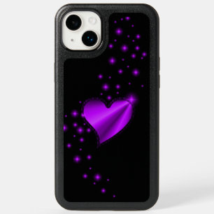 Purple Rainbow Heart with Stars on black OtterBox iPhone 14 Plus Case