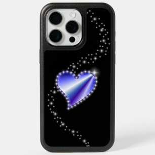 Purple Rainbow Heart with Stars on black iPhone 15 Pro Max Case