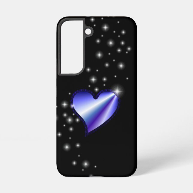 Purple Rainbow Heart with Stars on black Samsung Galaxy Case (Back)