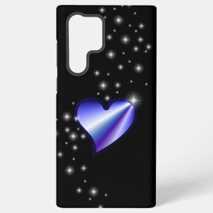 Purple Rainbow Heart with Stars on black Samsung Galaxy S22 Ultra Case