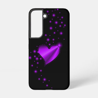 Purple Rainbow Heart with Stars on black Samsung Galaxy S22 Case