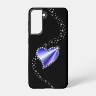 Purple Rainbow Heart with Stars on black Samsung Galaxy S21 Case