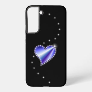 Purple Rainbow Heart with Stars on black Samsung Galaxy S22+ Case