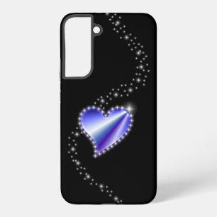 Purple Rainbow Heart with Stars on black Samsung Galaxy S22+ Case