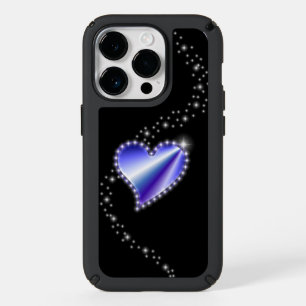 Purple Rainbow Heart with Stars on black Speck iPhone 14 Pro Case