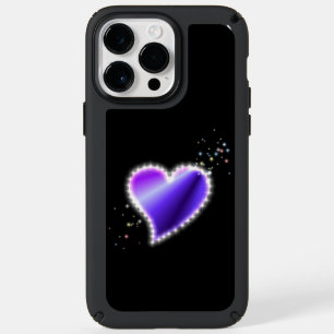 Purple Rainbow Heart with Stars on black Speck iPhone 14 Pro Max Case