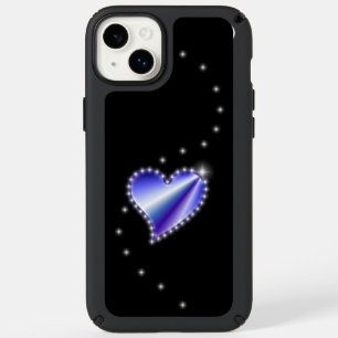Purple Rainbow Heart with Stars on black Speck iPhone 14 Plus Case